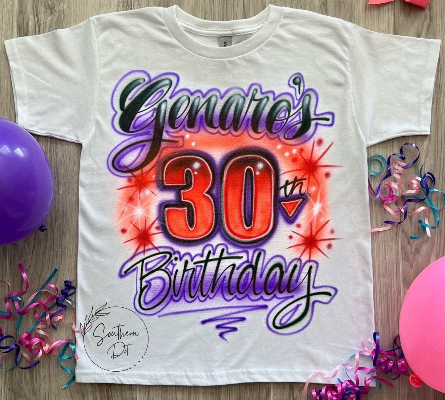 30th Birthday T Shirt - Bluegrass Airbrush