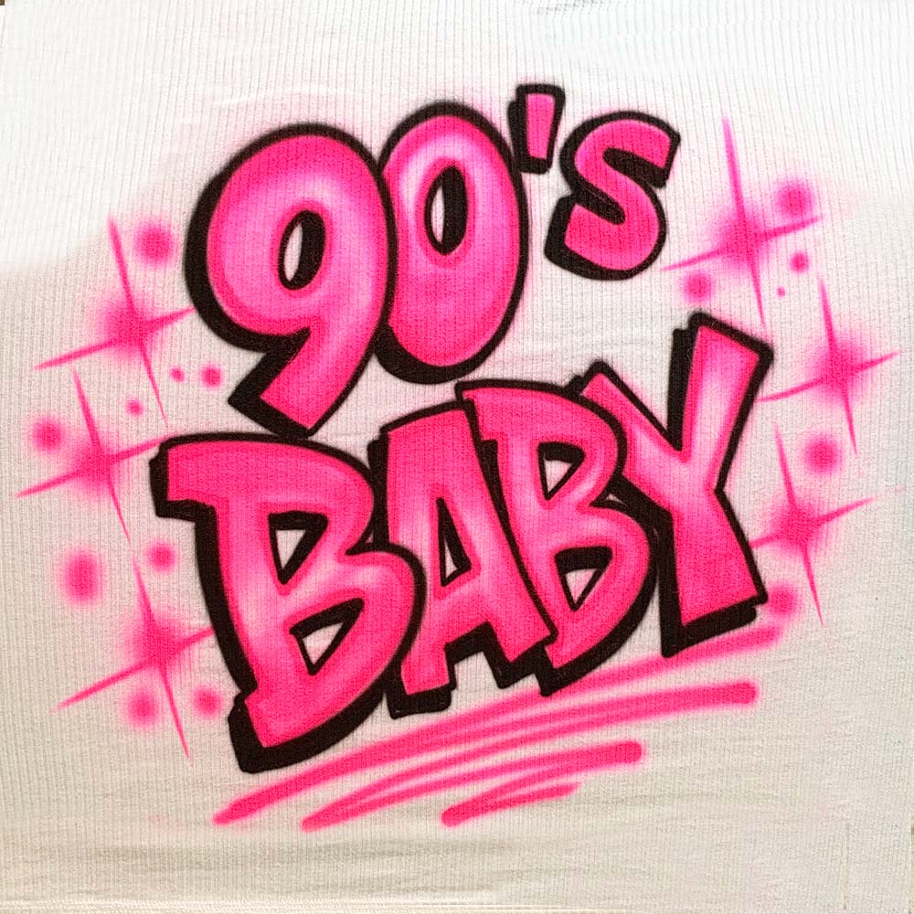 90's Baby Airbrush T Shirt - Bluegrass Airbrush