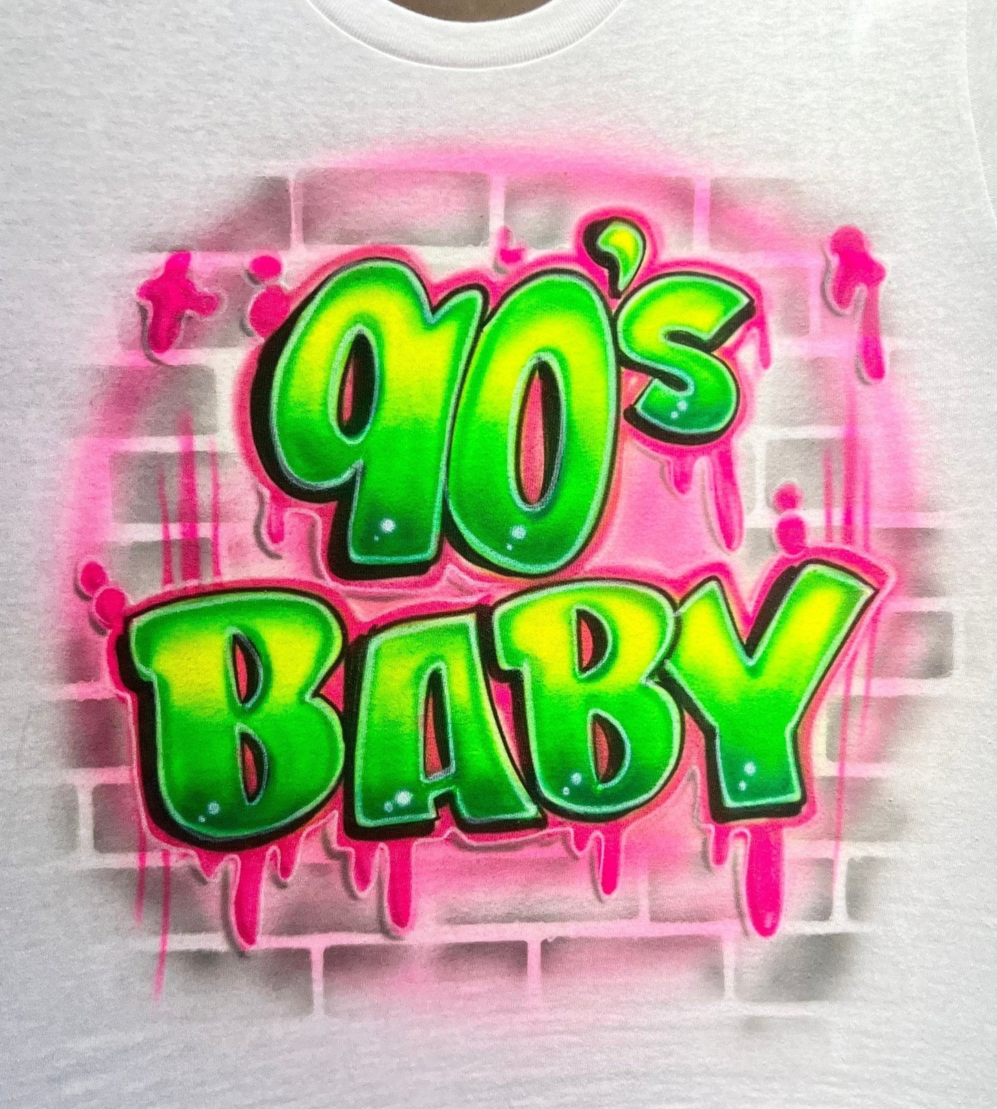 90s Baby Airbrush T Shirt - Bluegrass Airbrush