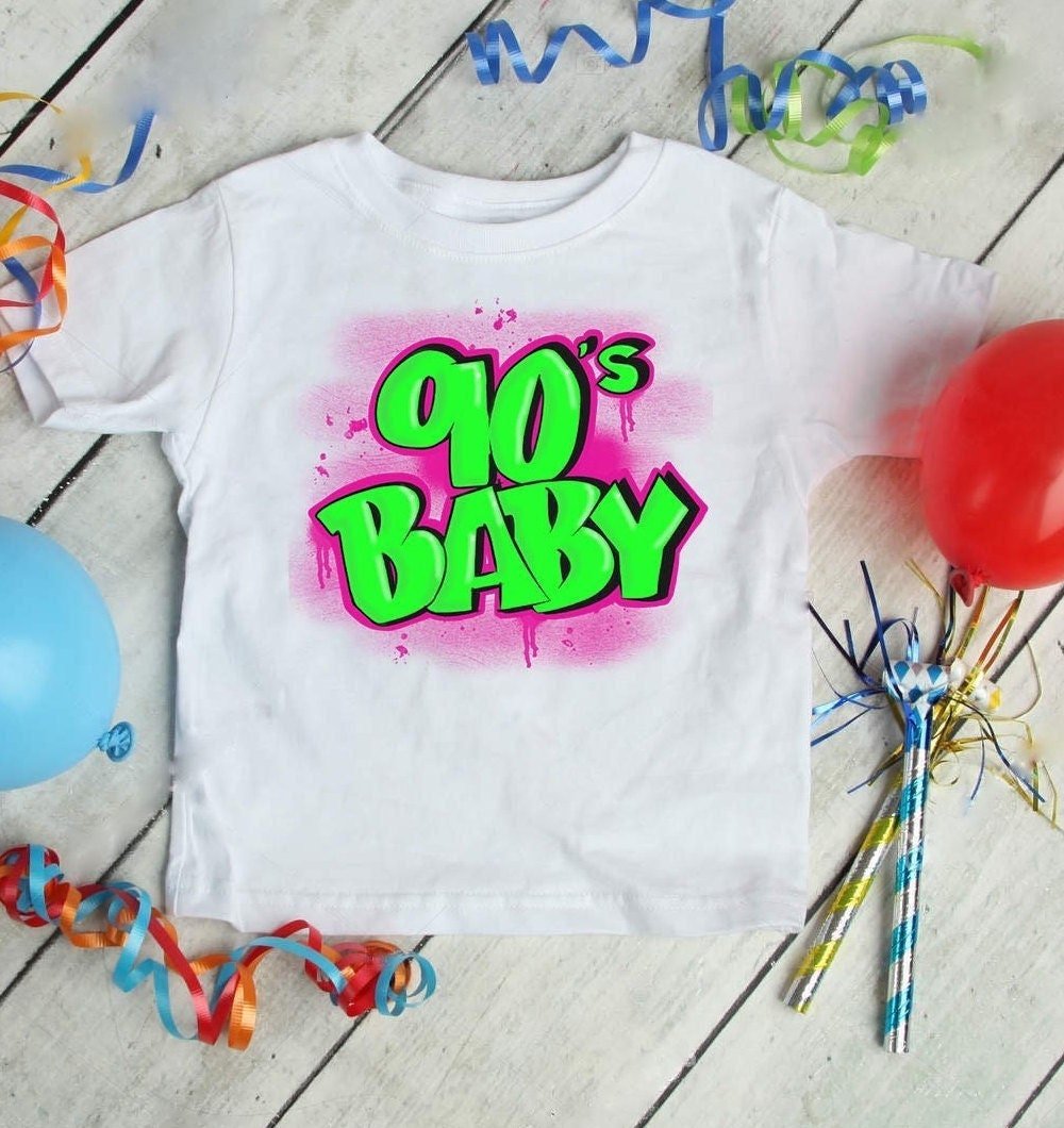 90s Baby Airbrush T Shirt - Bluegrass Airbrush