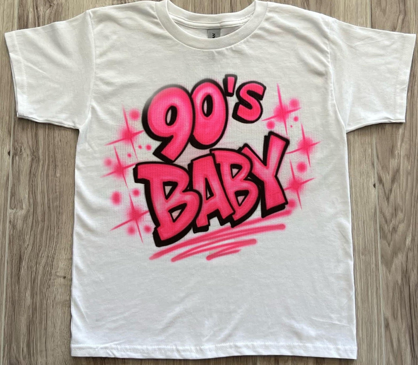 90's Baby Airbrush T Shirt - Bluegrass Airbrush