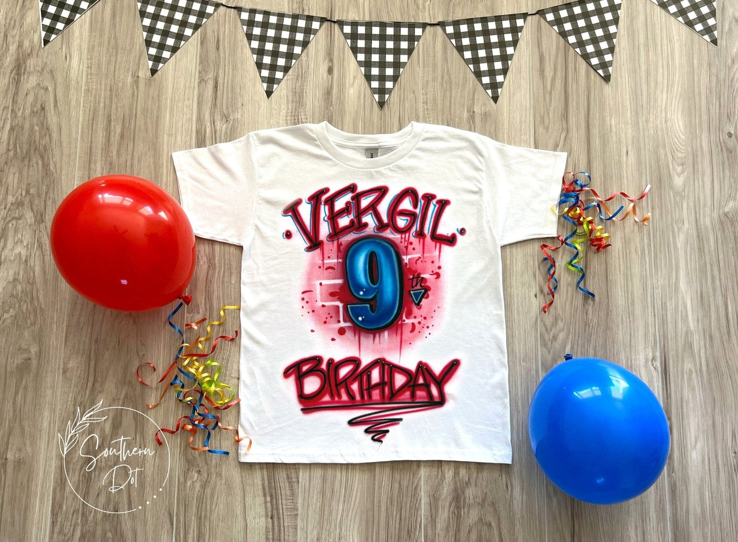 9th Birthday Custom Airbrush Shirt - Bluegrass Airbrush