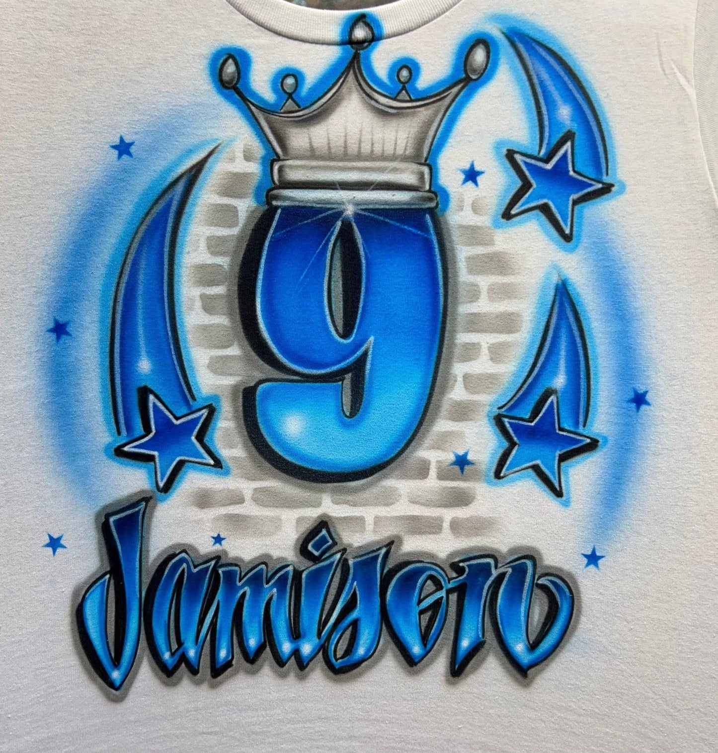 9th Birthday Custom Airbrush Shirt - Bluegrass Airbrush