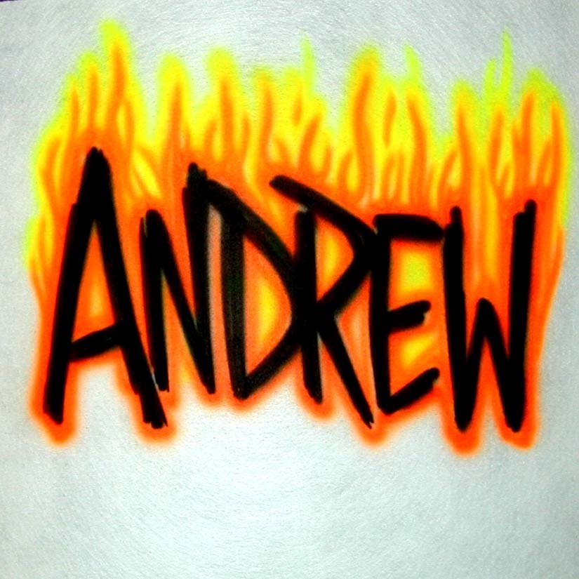 Airbrush T shirt with name on Fire - Bluegrass Airbrush