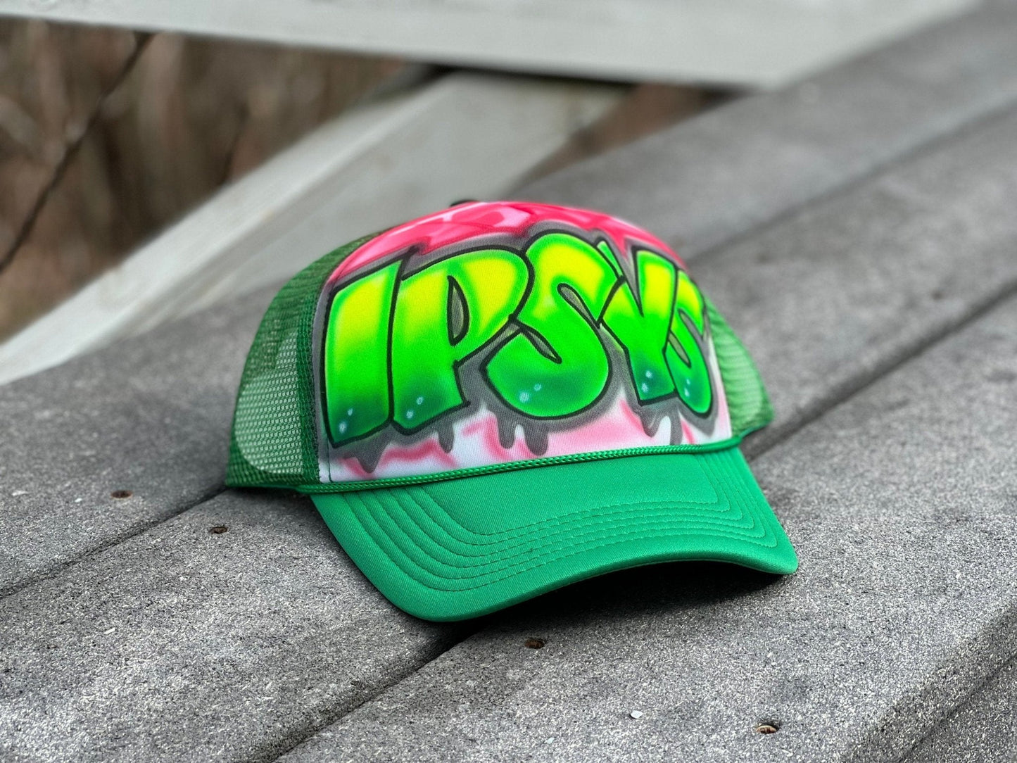 Airbrushed Any Name, Trucker Hat with Hearts - Bluegrass Airbrush