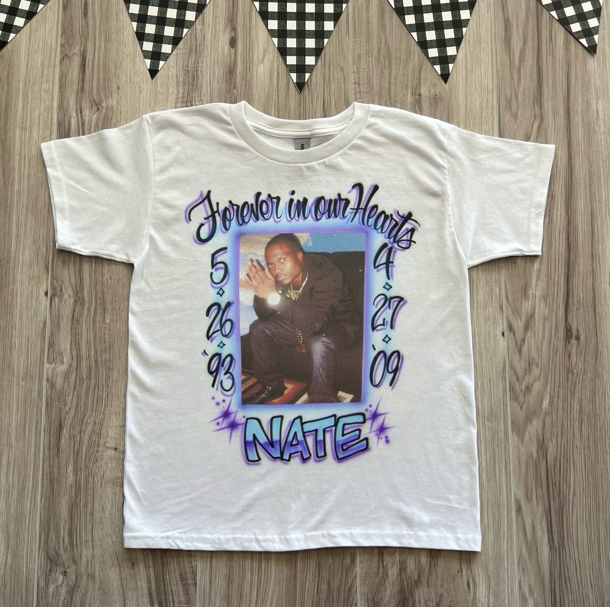 Always In Our Hearts Memorial Photo T Shirt - Bluegrass Airbrush