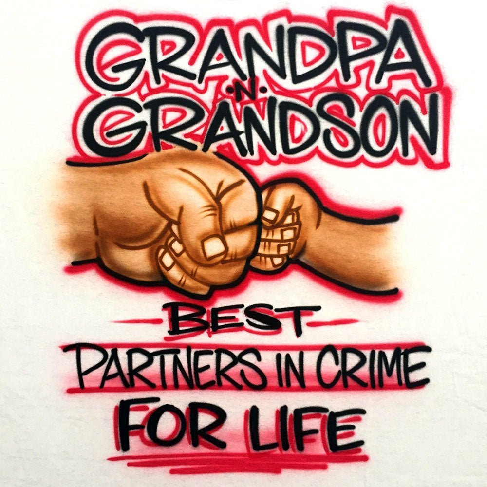 Amazing Grandpa and Grandson partners in crime T-Shirt - Bluegrass Airbrush