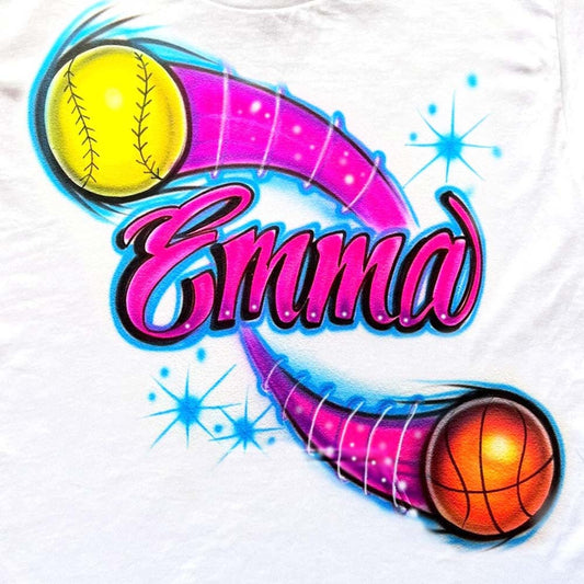 Basketball Softball Airbrush Shirt - Bluegrass Airbrush