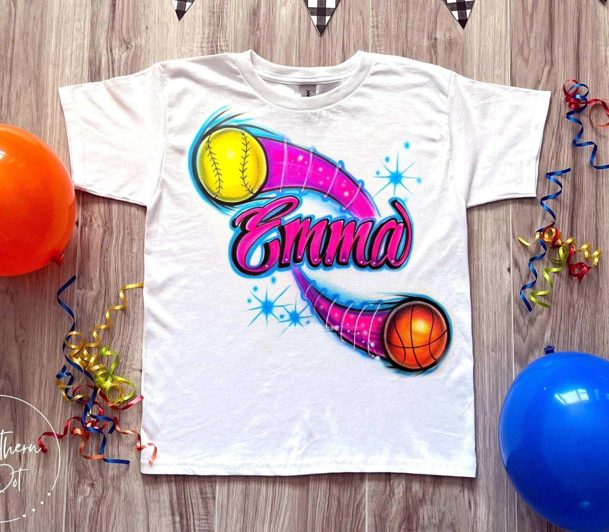 Basketball Softball Airbrush Shirt - Bluegrass Airbrush