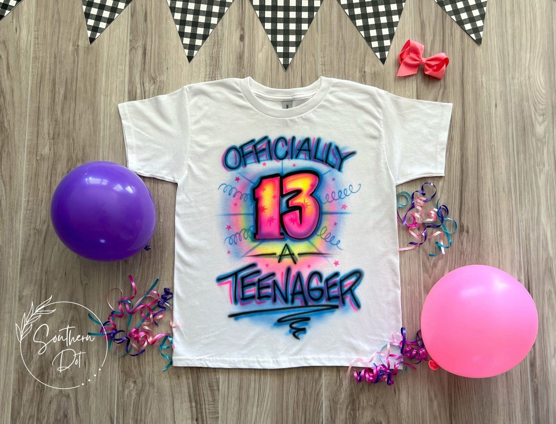 Big 13 Birthday Shirt | 13th Birthday Shirt | Officially a Teenager Shirt - Bluegrass Airbrush