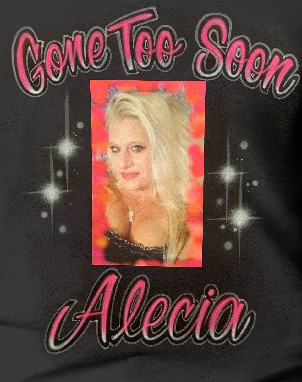 Black Gone Too Soon Photo Memorial T Shirt - Bluegrass Airbrush