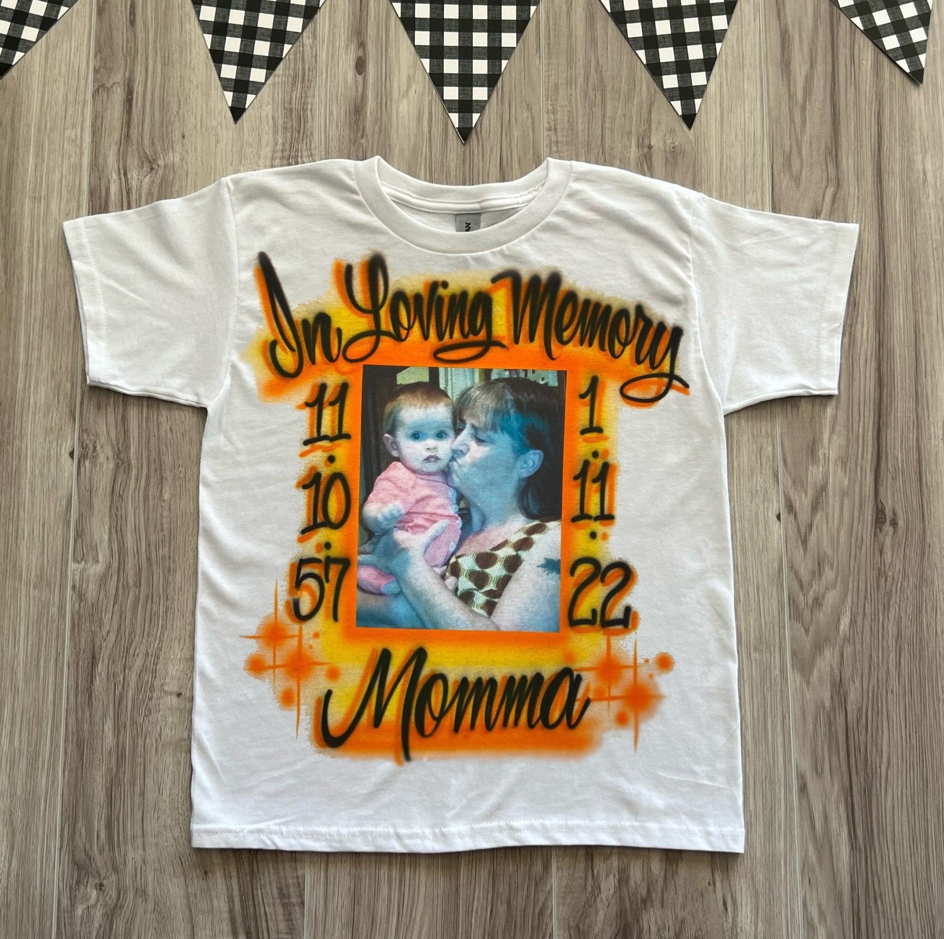 Black In Loving Memory Photo Memorial T Shirt - Bluegrass Airbrush