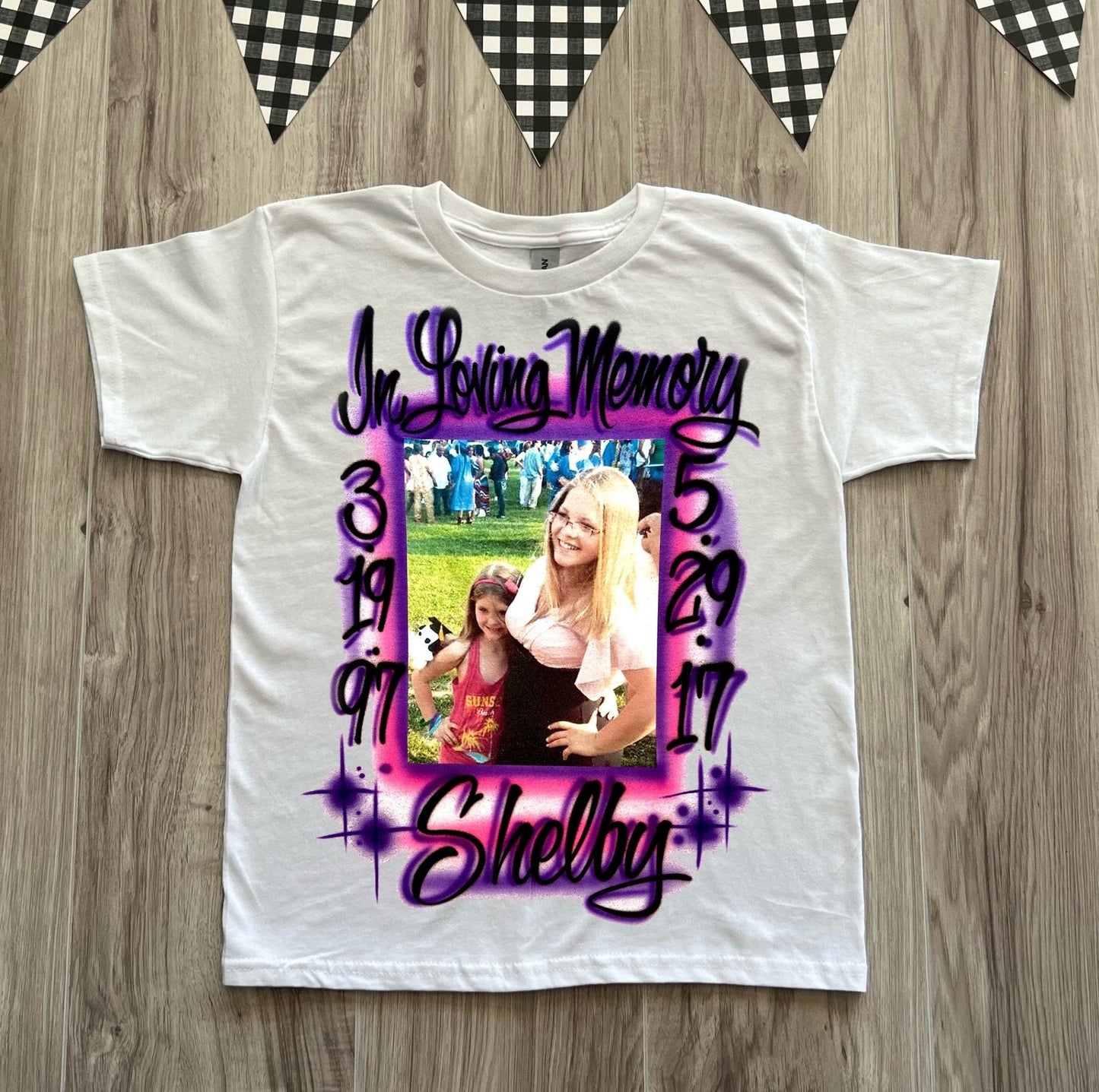 Black In Loving Memory Photo Memorial T Shirt - Bluegrass Airbrush