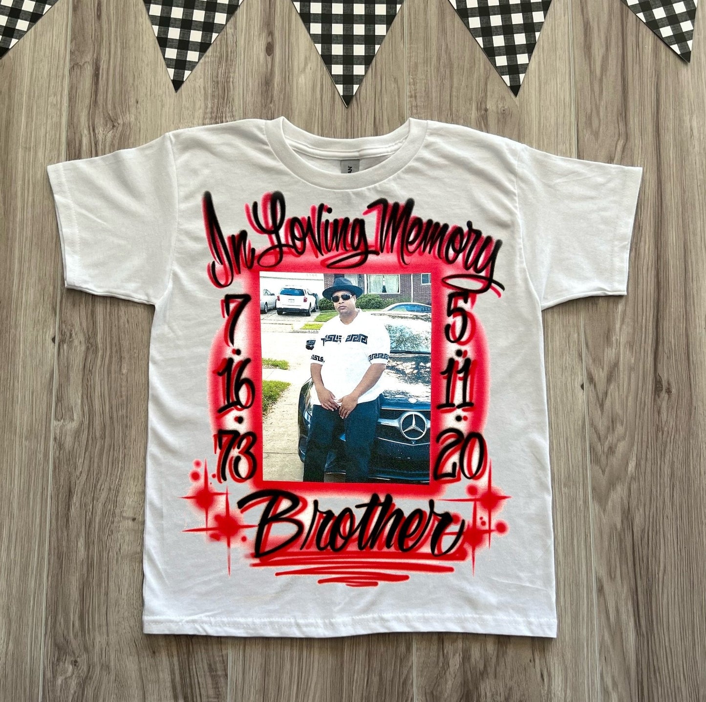 Black In Loving Memory Photo Memorial T Shirt - Bluegrass Airbrush