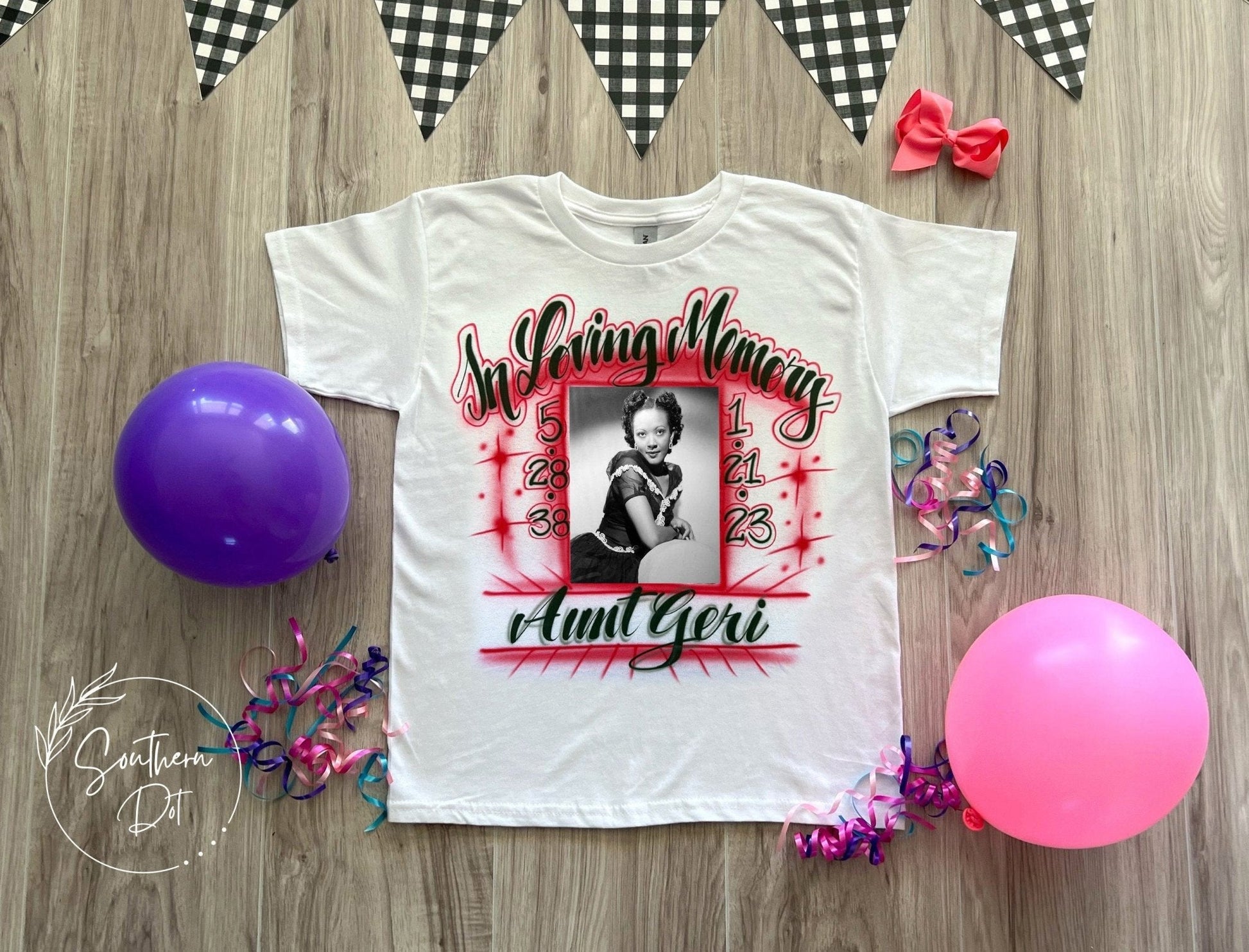 Black In Loving Memory Photo Memorial T Shirt - Bluegrass Airbrush