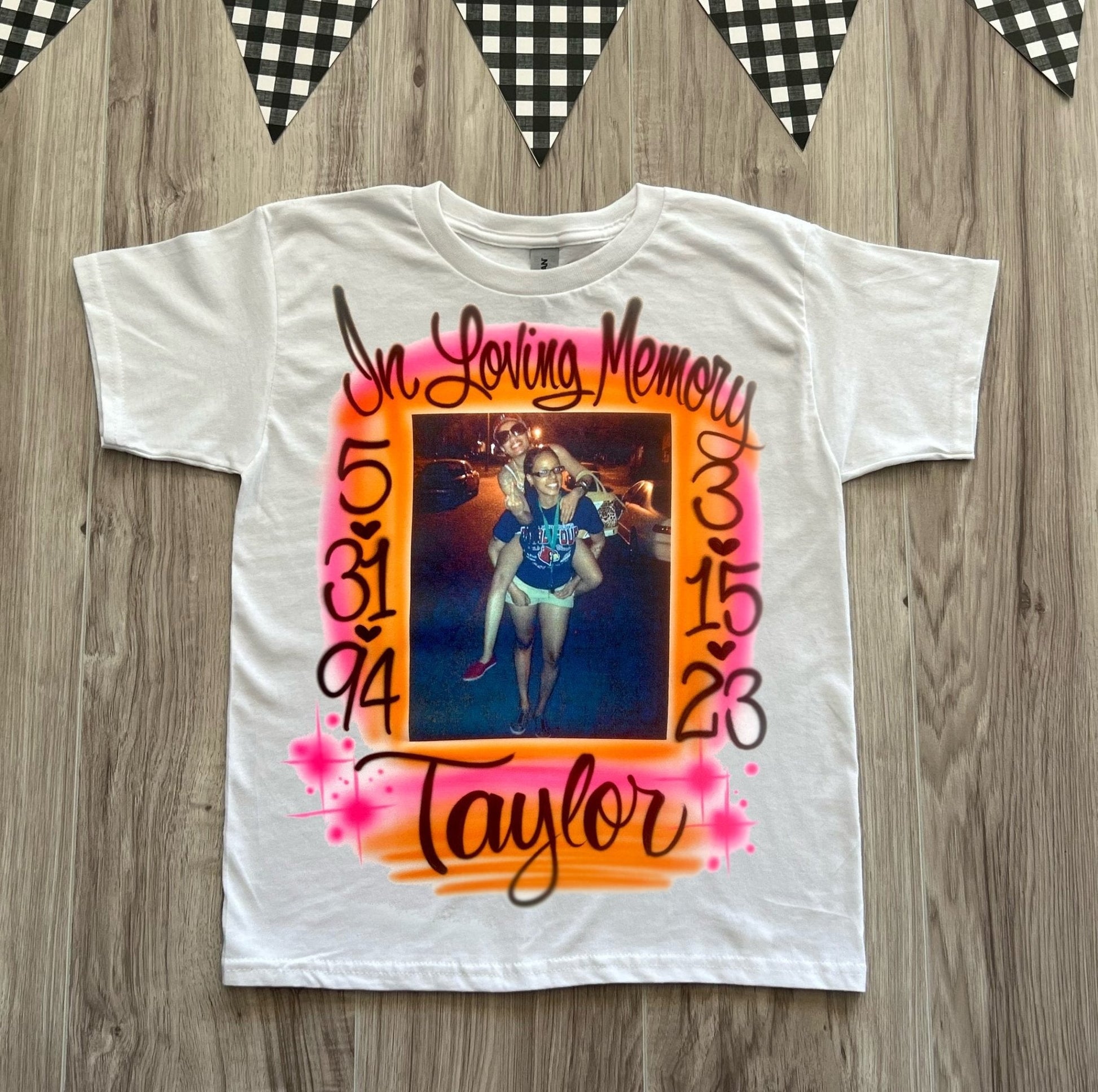 Black In Loving Memory Photo Memorial T Shirt - Bluegrass Airbrush