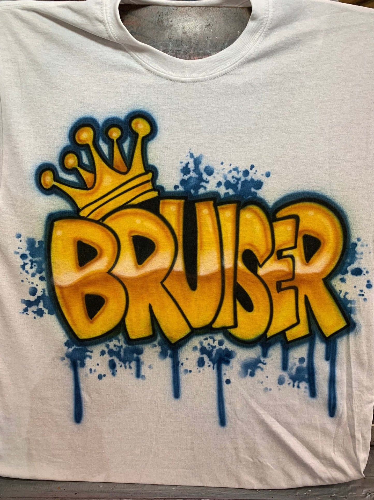 Block Name with Crown Airbrush T shirt - Bluegrass Airbrush