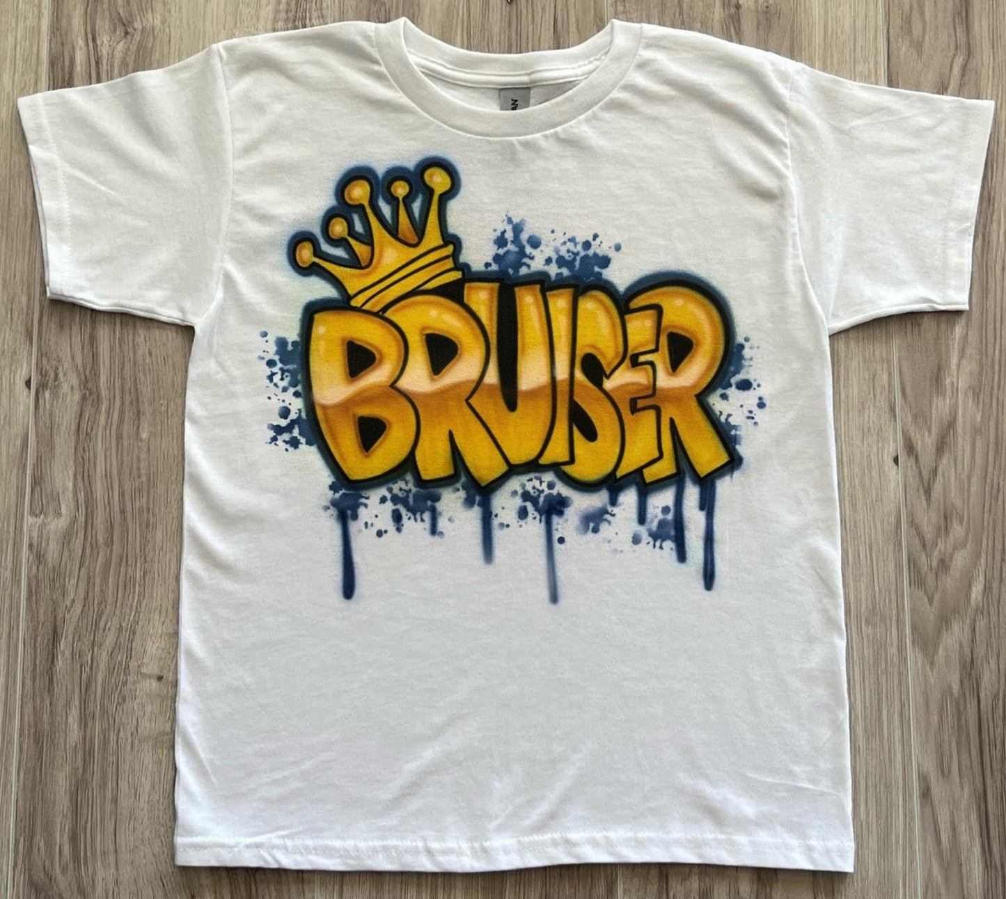 Block Name with Crown Airbrush T shirt - Bluegrass Airbrush