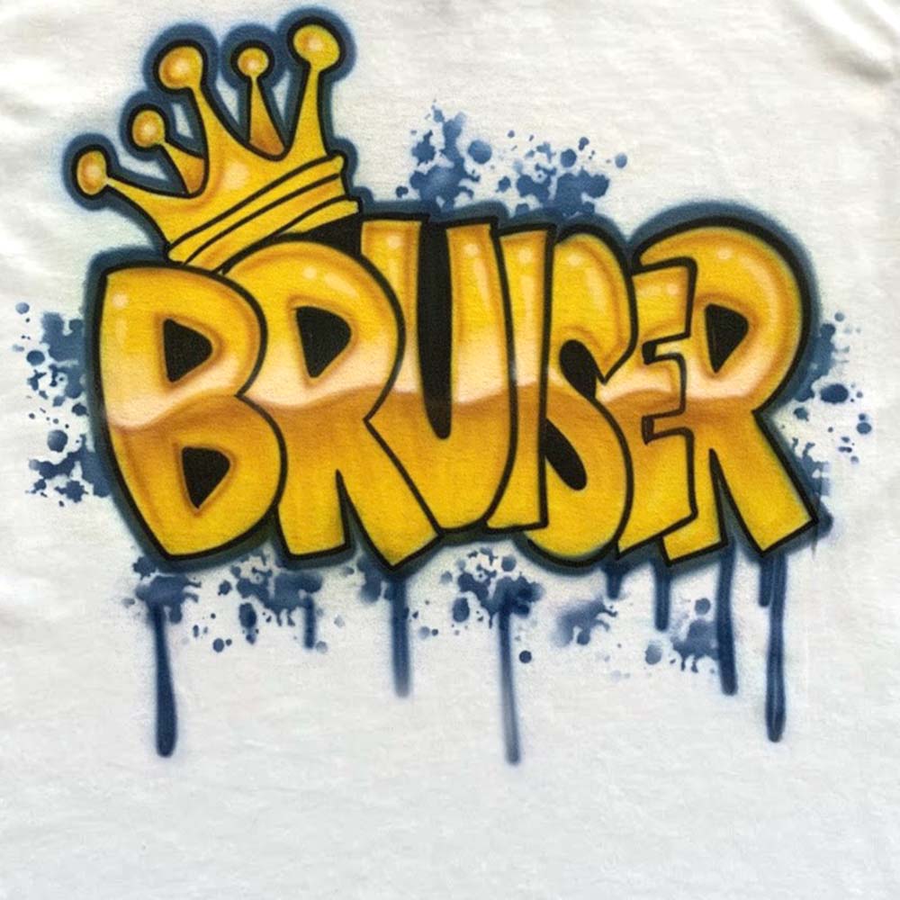 Block Name with Crown Airbrush T shirt - Bluegrass Airbrush