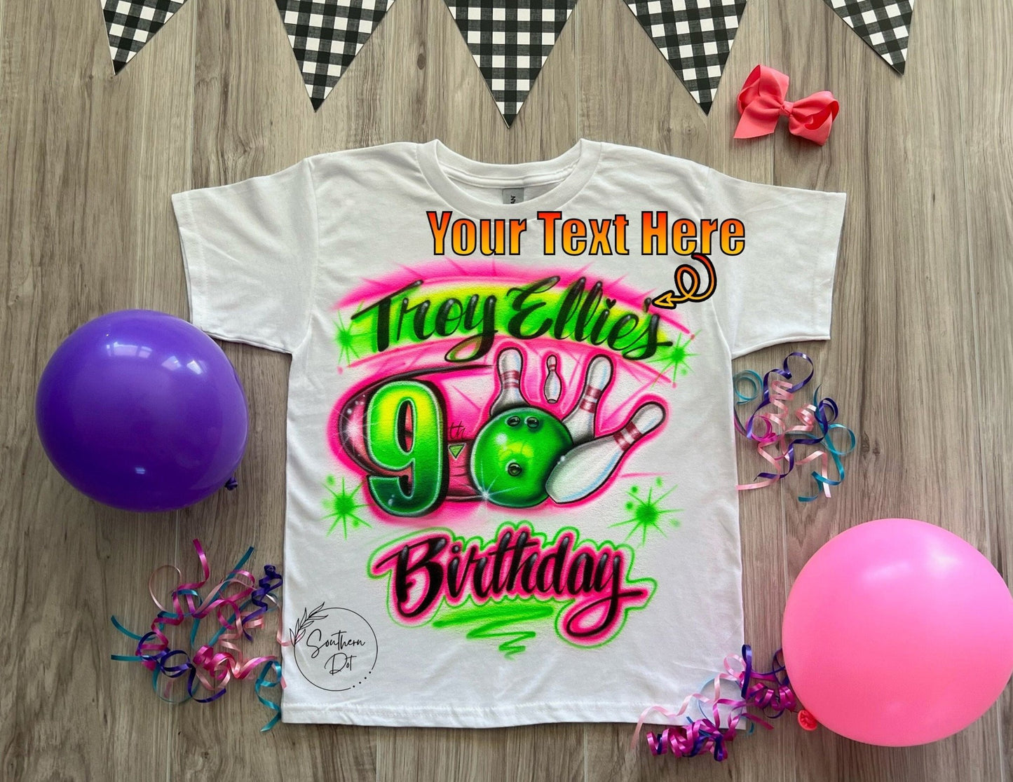 Bowling Birthday Shirt - Bluegrass Airbrush