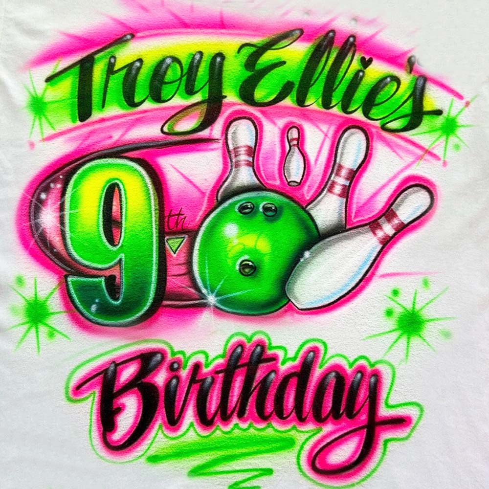 Bowling Birthday Shirt - Bluegrass Airbrush