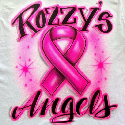 Breast Cancer Walk Ribbon Airbrush Shirt - Bluegrass Airbrush