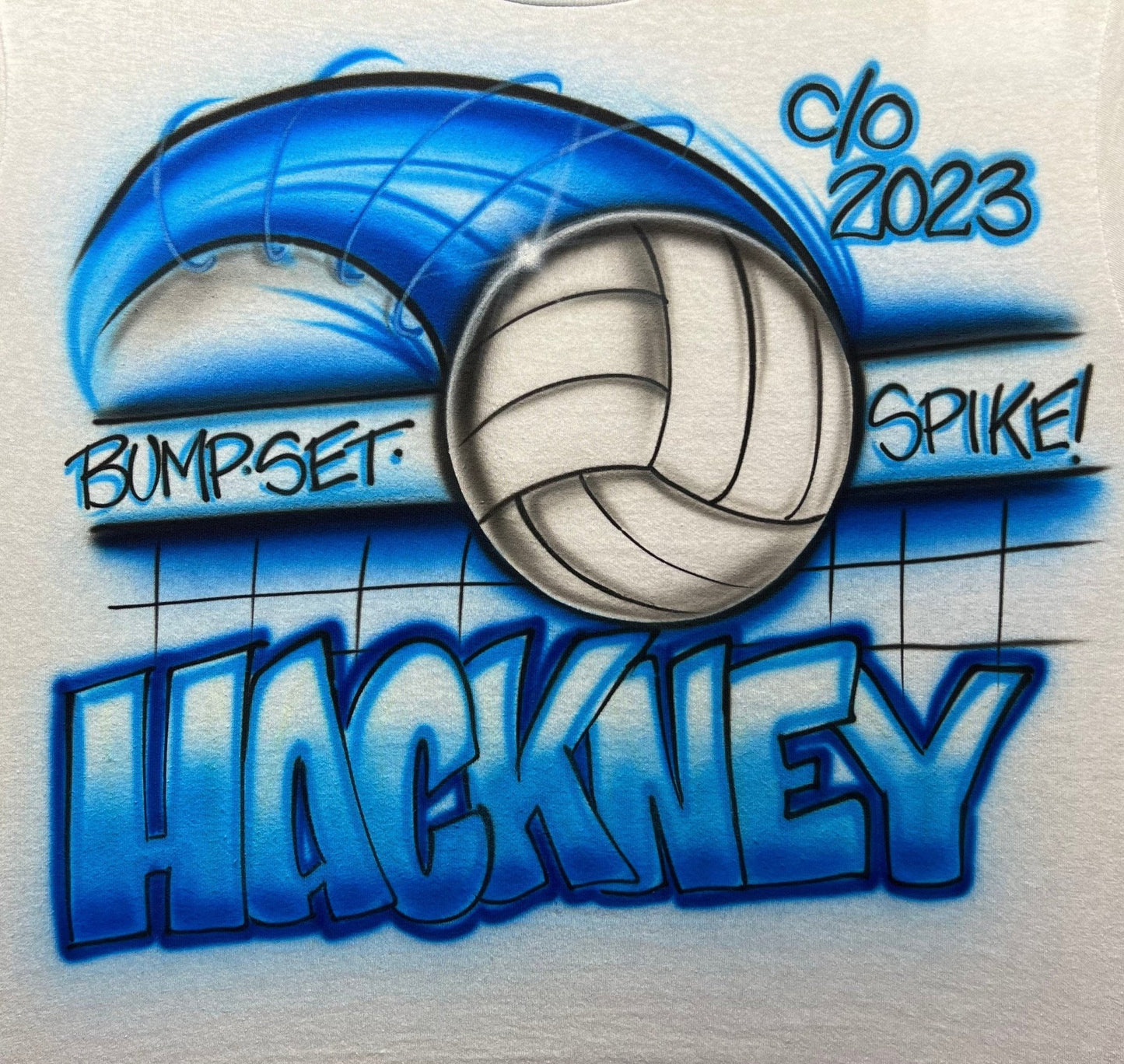 Bump Set Spike Volleyball Airbrush Shirt - Bluegrass Airbrush