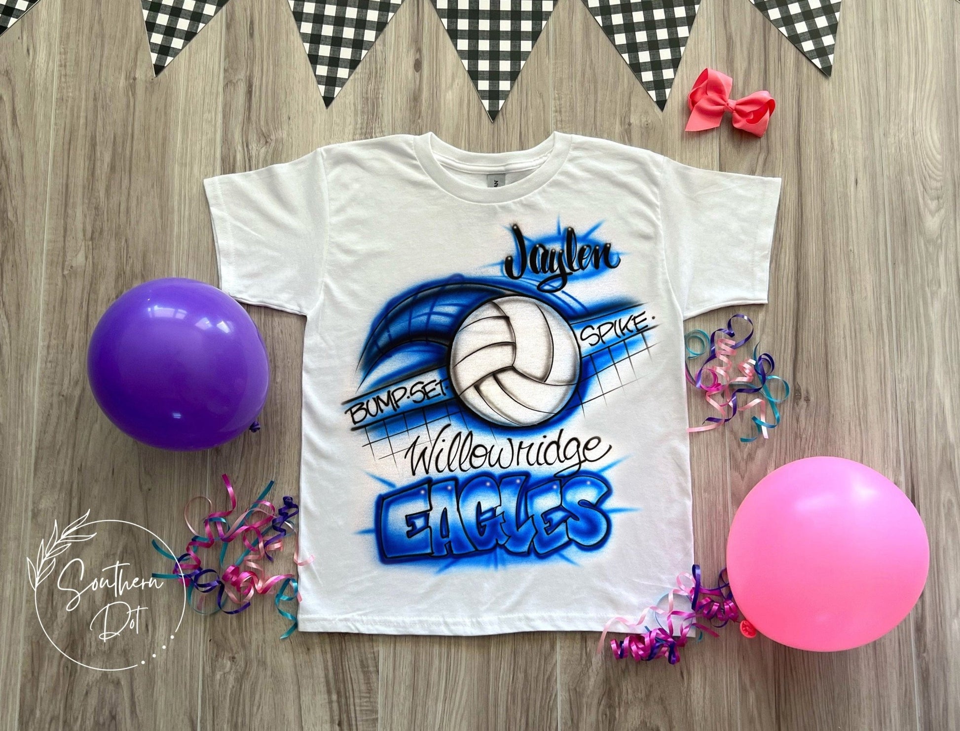 Bump Set Spike Volleyball Airbrush Shirt - Bluegrass Airbrush