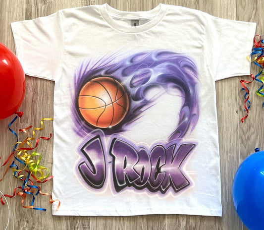 Flaming Basketball Airbrush Shirt