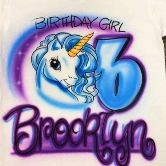 Unicorn Birthday Shirt Airbrush T Shirt