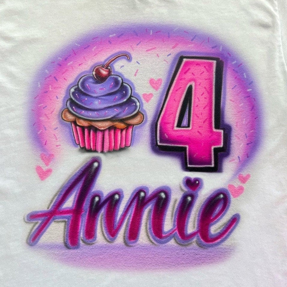 Cupcake Birthday Shirt - Airbrush Shirt