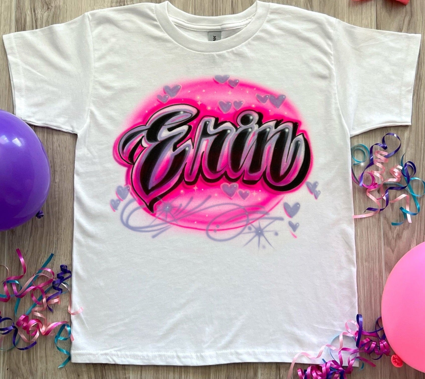 T Shirt Script Writing Rainbow Airbrush T shirt script Name – Bluegrass Airbrush