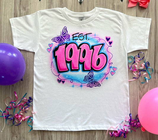 Est Year Airbrush t shirt| Airbrushed Shirt | Airbrush crop top