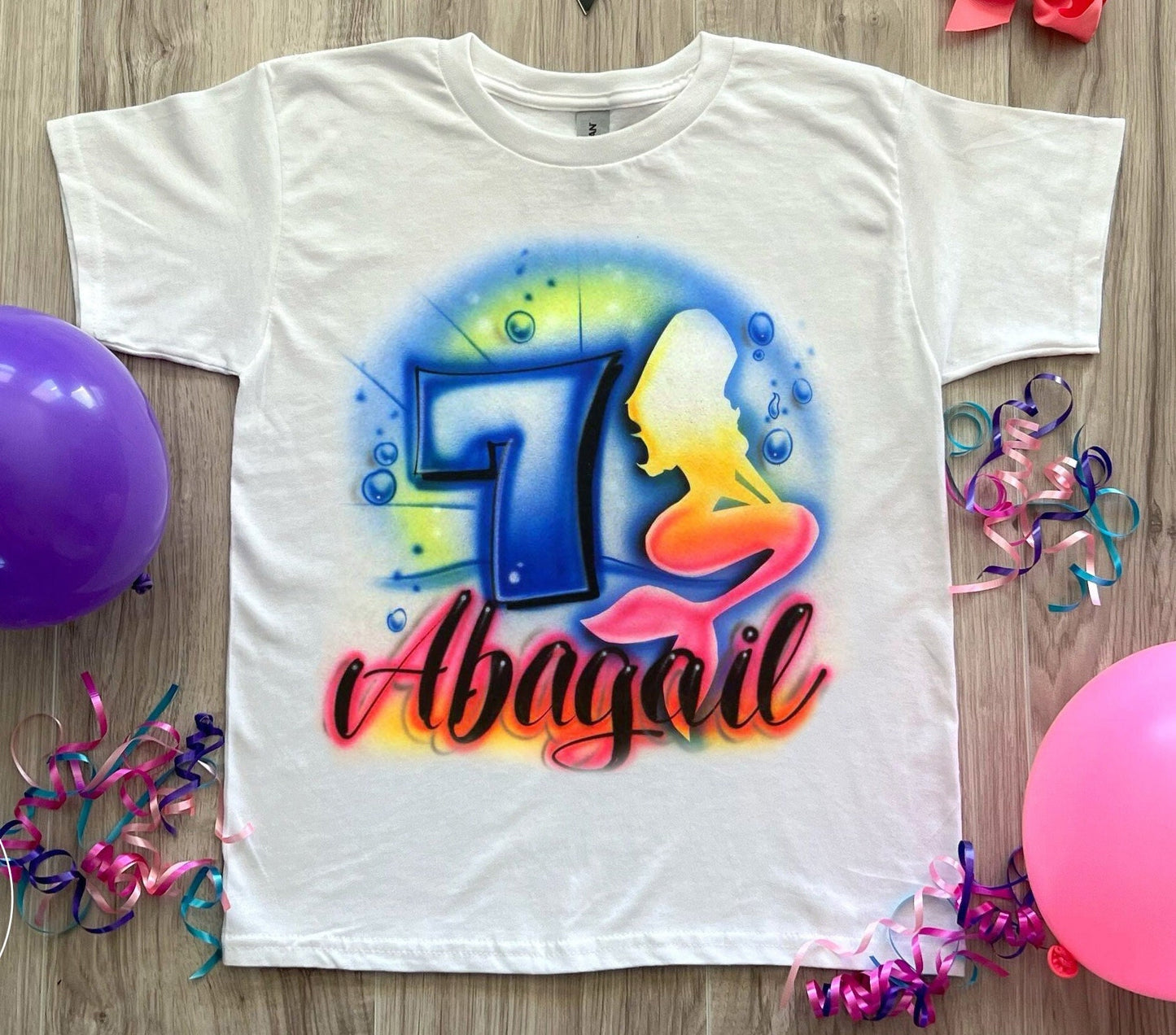 Mermaid birthday shirt Customizable mermaid shirt Personalized birthday shirt Mermaid gift Underwater party supplies Princess Ariel shirt Little Mermaid shirt