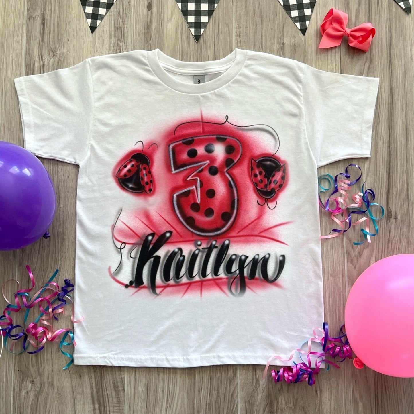 Lady Bug Birthday Airbrush T shirt