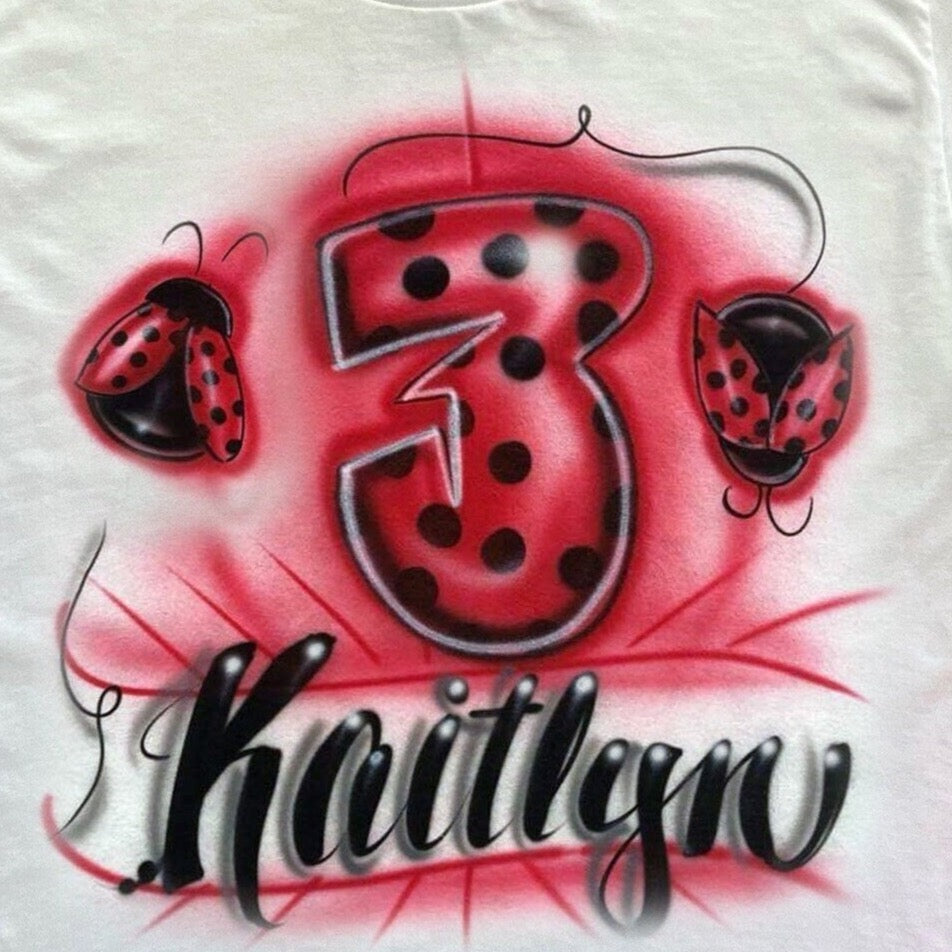 Lady Bug Birthday Airbrush T shirt