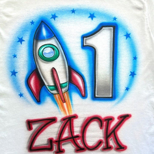 Space themed Birthday Shirt - Rocket Birthday Shirt - Airbrush Shirt