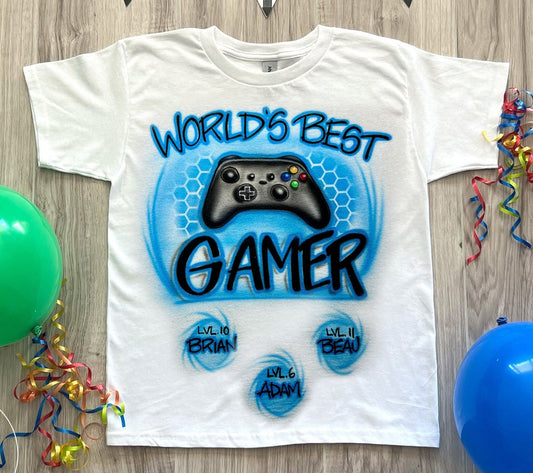 World's Best Dad Gamer Airbrush Shirt | Gift for Dad | Gaming Gift