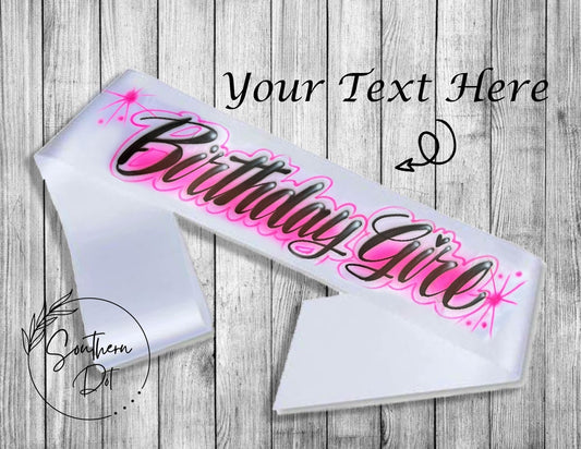 Personalized Custom Satin Painted Sash for Pageants, Proms, Dances, Parties