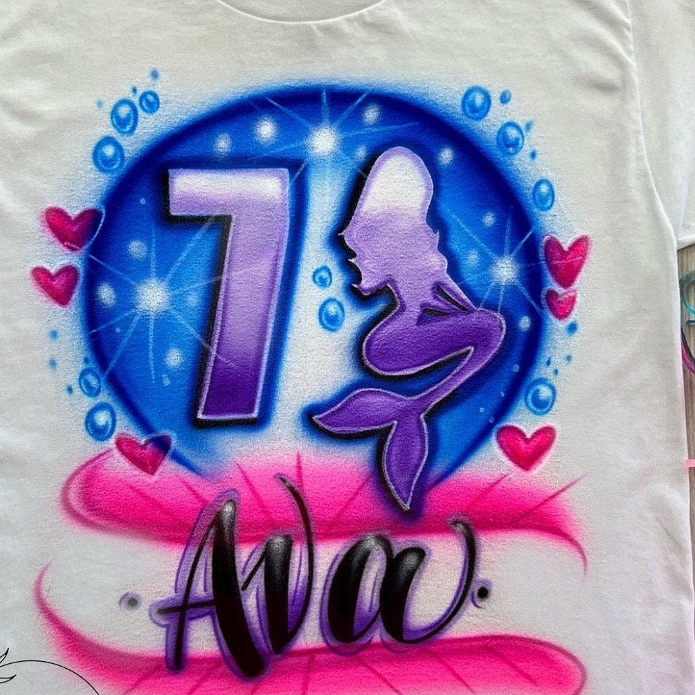 Mermaid birthday shirt Customizable mermaid shirt Personalized birthday shirt Mermaid gift Underwater party supplies Princess Ariel shirt Little Mermaid shirt