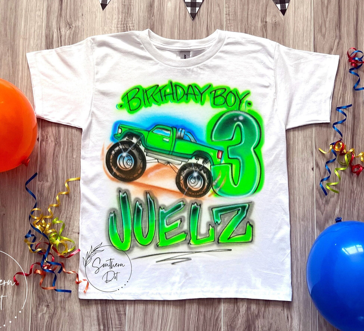 Monster Truck Birthday Shirt - Airbrush T Shirt