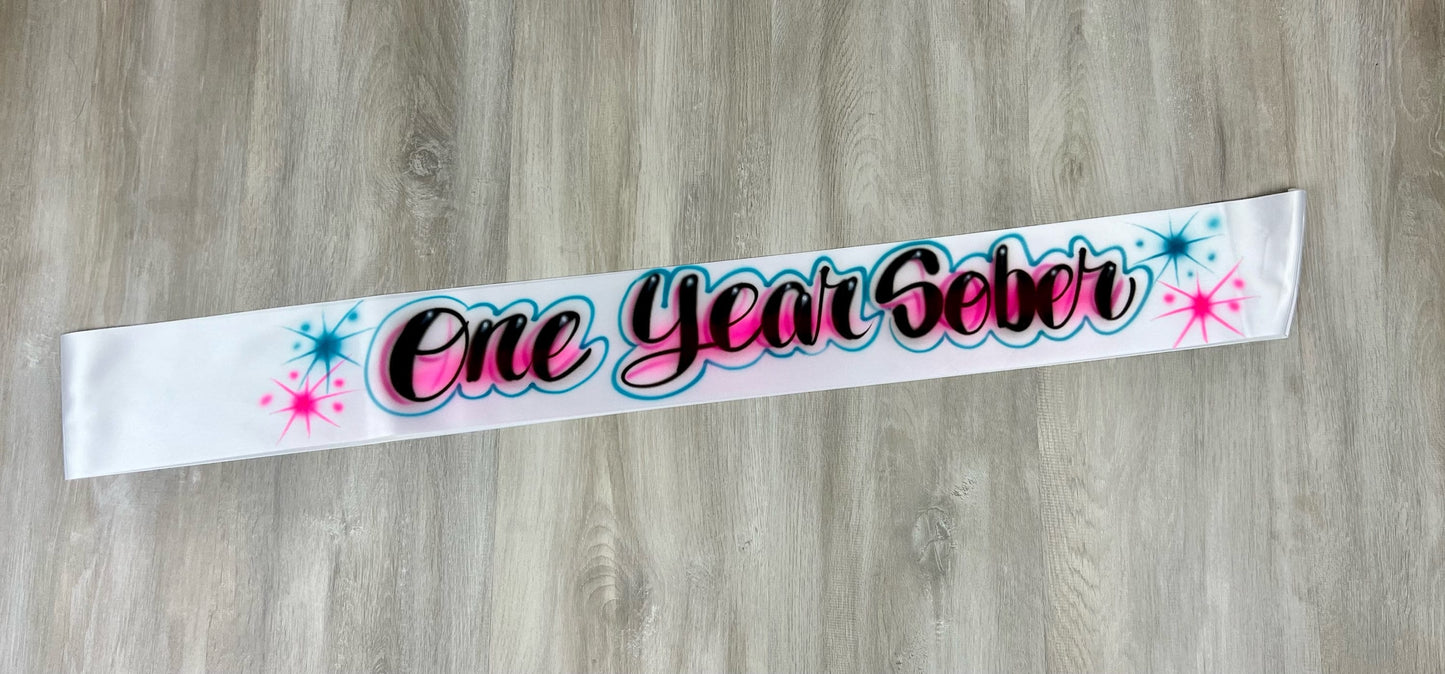 One Year Sober Sash | Sobriety Gift for Men | Sobriety Gift for women